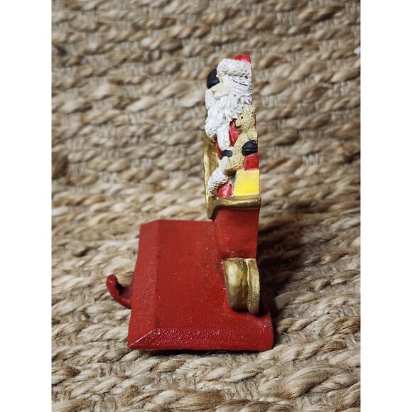 Vtg. Windsor Collection Christmas Stocking Holder Hanger Cast Iron Santa Sleigh - Picture 6 of 11